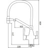 Смеситель для кухни с гибким изливом FRAP F4397-9 с подключением фильтра питьевой воды оружейная сталь/черный